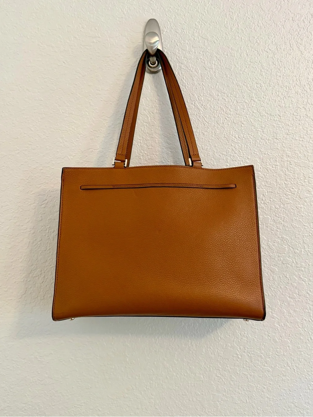 Kate Spade New York Hayes Large Pebbled Leather Tote Cognac Brown Leather Tassel